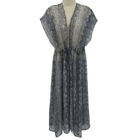 Betsey Johnson Women One Size OSFM Gray Snake Python Print Sheer Coverup NEW - Picture 1 of 10
